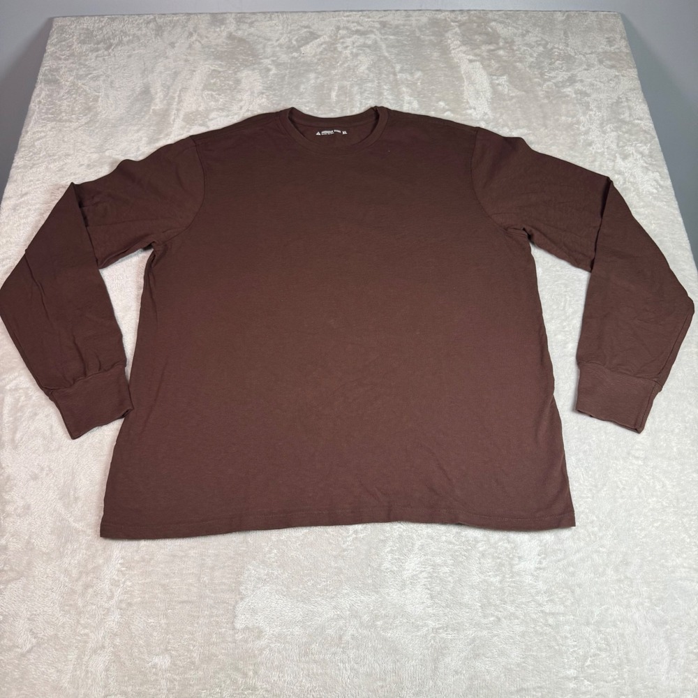 NWOT American‎ Giant Mens Brown Long Sleeve Crew Neck T-Shirt XL Made in USA